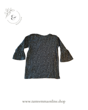 Load image into Gallery viewer, Long sleeved t-shirt - black with white little pois - girl - cotton - 7/8 years