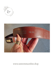 Load image into Gallery viewer, belt in real leather and true reptile - brown, beige and dark brown - woman Tante Emma Online