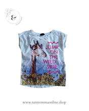 Load image into Gallery viewer, Short sleeve t-shirt - Giraffe - Page One Young - size 9/10 years - 134/140 cm
