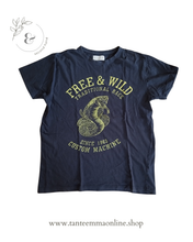 Load image into Gallery viewer, Blu t-shirt - boy - Free &amp; Wild - 100% cotton - Zara - size 13/14 years - 164 cm
