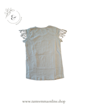 Load image into Gallery viewer, Grey t-shirt with fringes - Castro - cotton - girl - 8/10 years
