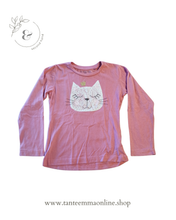 Load image into Gallery viewer, Long sleeve t-shirt - pink - cat - cotton - 7/8 anni - 128 cm
