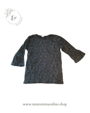 Load image into Gallery viewer, Long sleeved t-shirt - black with white little pois - girl - cotton - 7/8 years

