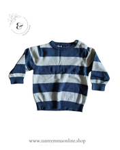Load image into Gallery viewer, set baby sweater and pants - White and blue striped sweater  Brums 100% cotton- blue pants Baby Gap 100% cotton - size 6/12 months Tante Emma Online
