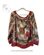 Load image into Gallery viewer, Elegant shirt - long sleeve - cachemir style pattern - white, gold, red and beige - Nara Camicie - Size IV Tante Emma Online
