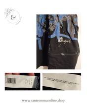 Load image into Gallery viewer, Long sleeve maxi t-shirt - blue and black pattern - boat neckline - Desigual - size S
