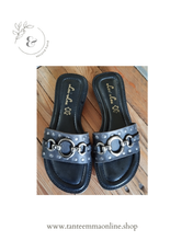 Load image into Gallery viewer, Sandals - black real leather - with buckles and studs - woman - summer - Lou Lou - size 38 Tante Emma Online
