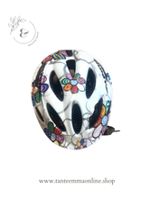 Load image into Gallery viewer, Bycycle helmet - white with flowers - size 46/51 cm
