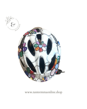 Load image into Gallery viewer, Bycycle helmet - white with flowers - size 46/51 cm
