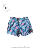 Load image into Gallery viewer, Shorts - grey with floreal fantasy - fuchsia pink, blue - girl - summer - cotton - ovs - 7/8 years Tante Emma Online
