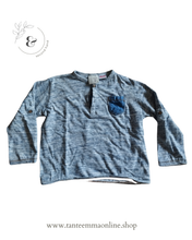 Load image into Gallery viewer, Long sleeve T-shirt - Grey with jeans pocket - 100% cotton - Zara Boys - size 2/3 years, 98 cm Tante Emma Online
