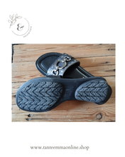 Load image into Gallery viewer, Sandals - black real leather - with buckles and studs - woman - summer - Lou Lou - size 38 Tante Emma Online
