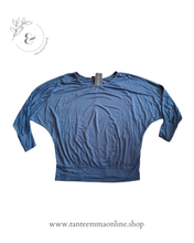 Load image into Gallery viewer, Very soft long sleeve boat neck t-shirt - woman - blue - spring summer - Van Der Rich - size XXL - new with tag Tante Emma Online
